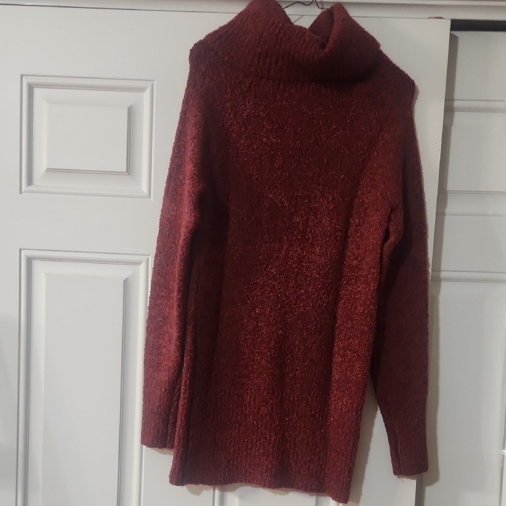 White House Black Market Wine Colored Long Turtleneck Zipper Detail Sweater - Picture 4 of 5